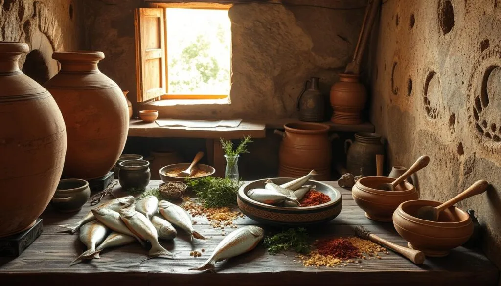 Ancient Roman garum sauce preparation Ancient Roman garum sauce preparation