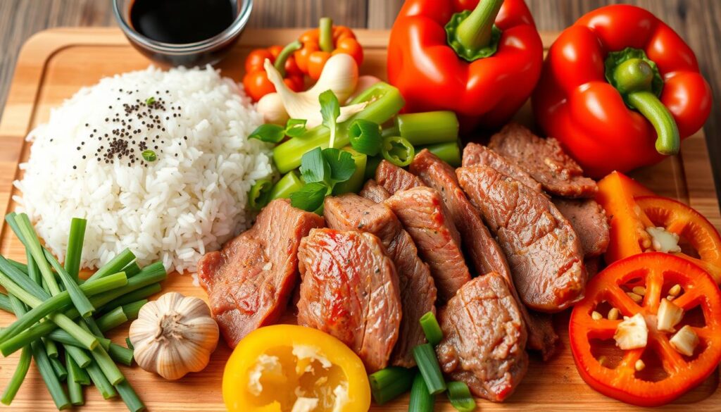 Beef Pepper Rice Ingredients