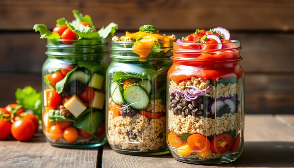 Mason Jar Salad Preparation