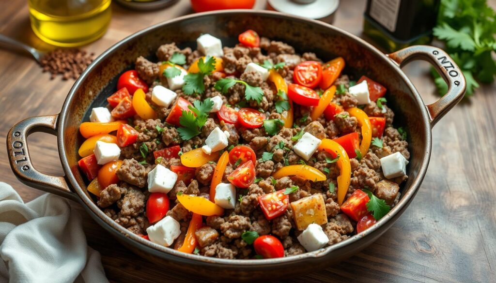 Mediterranean Skillet Meal with Ground Beef