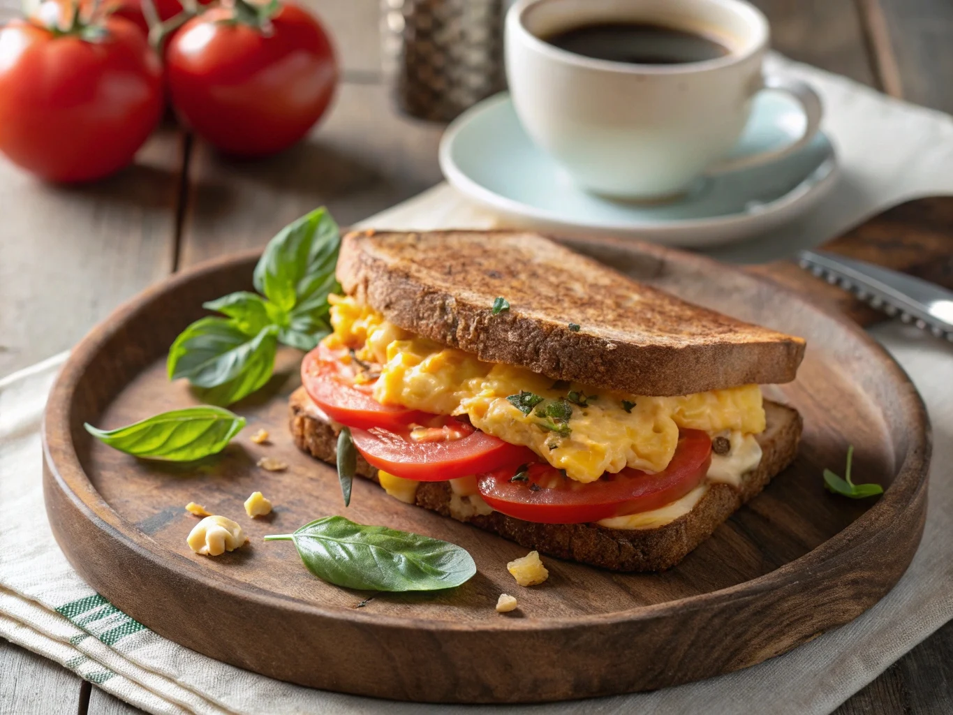 breakfast sandwich with tomato